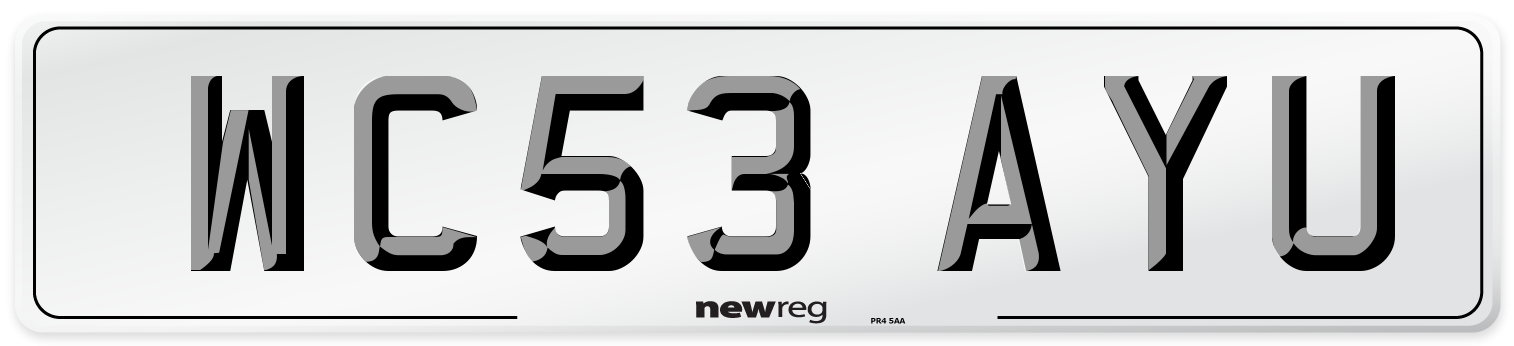WC53 AYU Number Plate from New Reg